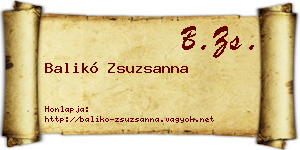 Balikó Zsuzsanna névjegykártya